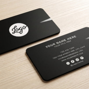 Carte De Visite Ajoutez votre logo personnalisé Cercle Noir Profes
