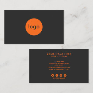 Carte De Visite Ajoutez Votre Logo Personnalisé Charbon Orange Pro