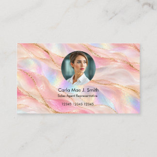 Carte De Visite Ajoutez votre logo personnalisé moderne rose marbr