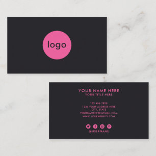 Carte De Visite Ajoutez Votre Logo Personnalisé Noir Et Rose Profe