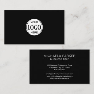 Carte De Visite Ajoutez Votre Logo Personnalisé Noir Professionnel