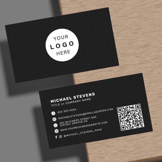Carte De Visite Ajoutez votre logo personnalisé professionnel noir