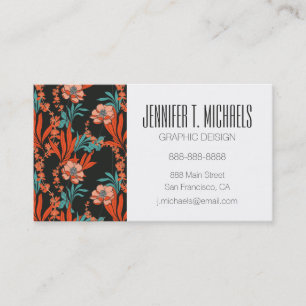 Carte De Visite Ajoutez votre motif floral de d'abrégé sur nom