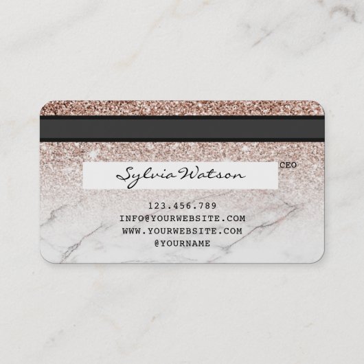 Carte De Visite Ajoutez votre Parties scintillant d'or Rose stylis (Dos)