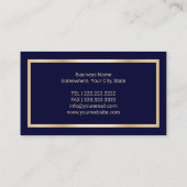 Carte De Visite Ajoutez Votre Photo Luxury Quilly Modern Navy & Go (Dos)