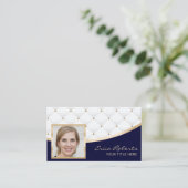 Carte De Visite Ajoutez Votre Photo Luxury Quilly Modern Navy & Go (Debout devant)