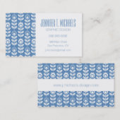 Carte De Visite Ajoutez votre | rétro motif bleu scandinave nommé (Devant / Derrière)