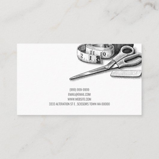Carte De Visite Ajustements sur mesure, Seamstress, Tailor (Dos)