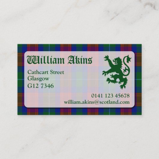 Carte de visite Akins Tartan (Devant)