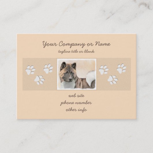 Carte De Visite Akita Peinture - Cute Original Chien Art (Devant)