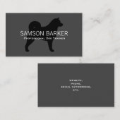 Carte De Visite Alaskien Malamute Chien Silhouette noir sur gris (Devant / Derrière)