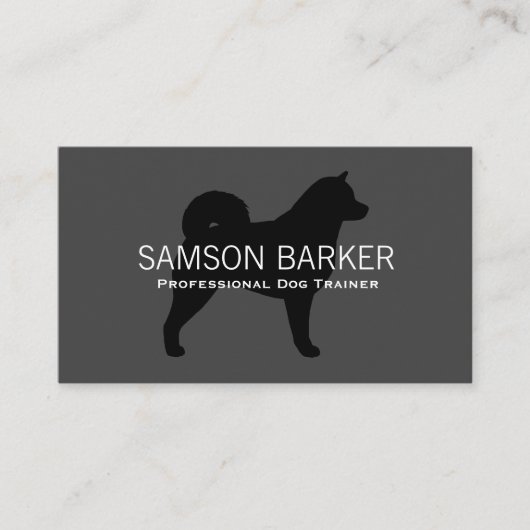 Carte De Visite Alaskien Malamute Chien Silhouette noir sur gris (Devant)
