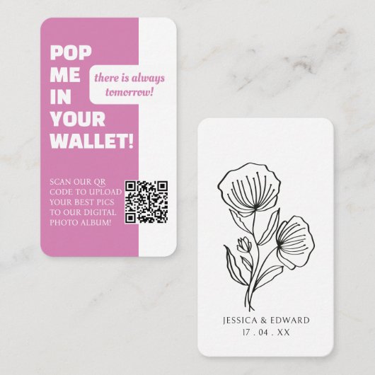 Carte De Visite Album photo mariage Moyen Purple Scan Qr Code (Devant / Derrière)