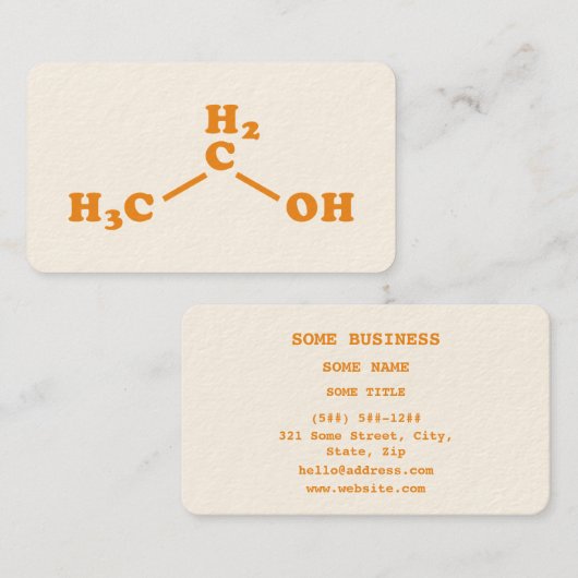 Carte De Visite Alcohol Ethanol Molecular Chemical Formula (Devant / Derrière)