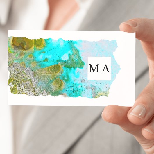 Carte De Visite Alcohol Ink Glitter Graphic Artist Monogram