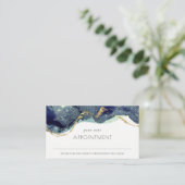 Carte De Visite Alcool Encre Argent Marine Blue Parties scintillan (Debout devant)