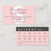 Carte De Visite Alerte d'allergie alimentaire rose noire (Devant / Derrière)