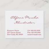 Carte De Visite Alfons Mucha : Muse de la peinture (Dos)