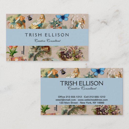 Carte De Visite Alice à Wonderland Cheshire Cat Characters (Devant / Derrière)