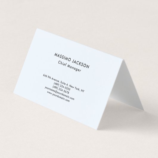 Carte De Visite Alice Blue Stylish Plain Simple Professional Class (Devant)