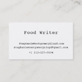 Carte de visite alimentaire moderne professionnel (Dos)