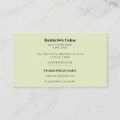 Carte De Visite Alimentation Vintage biologique (Dos)