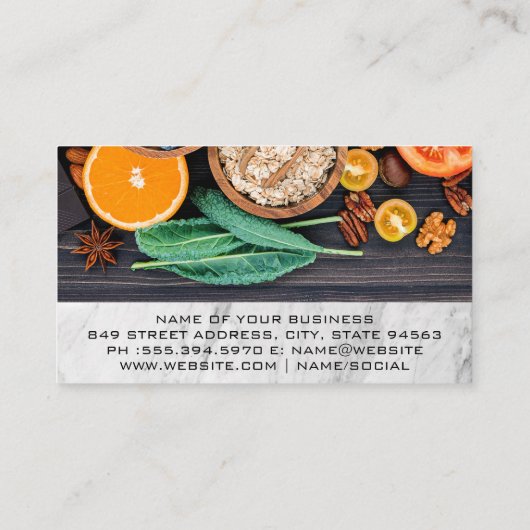 Carte De Visite Aliments frais sur table (Dos)