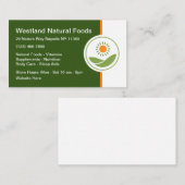 Carte De Visite Aliments Naturels Et Magasin De Nutrition (Devant / Derrière)
