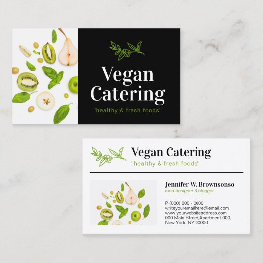 Carte De Visite Aliments verts Nutrition saine Alimentation biolog (Devant / Derrière)