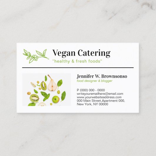 Carte De Visite Aliments verts Nutrition saine Alimentation biolog (Dos)