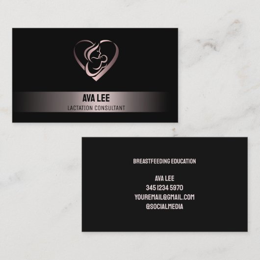 Carte De Visite Allaitement Bronze Noir (Devant / Derrière)