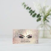 Carte De Visite Allant rose de l'or glittery cheveux & maquillage (Debout devant)