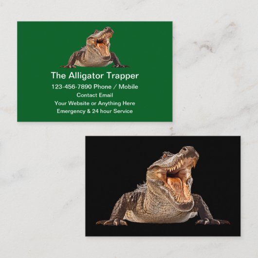 Carte De Visite Alligator Animal Trapper Theme (Devant / Derrière)