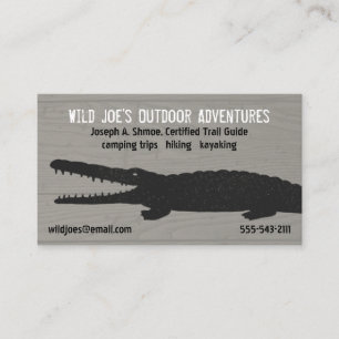 Carte De Visite Alligator Crocodile sur style bois