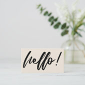 Carte De Visite Allo minimal dans écriture manuscrite Script noir  (Debout devant)