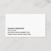 Carte De Visite Allo minimal dans écriture manuscrite Script noir  (Dos)