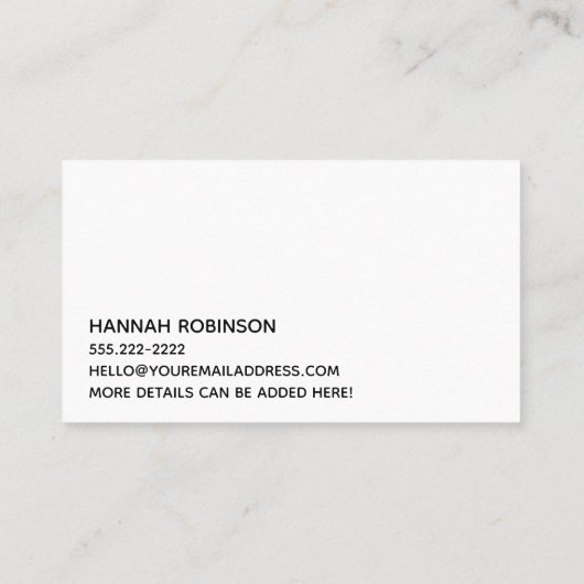 Carte De Visite Allo minimal dans écriture manuscrite Script noir  (Dos)