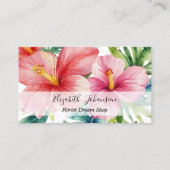 Carte De Visite Aloha Aloha Hawaiian Red Flowers Nom du script (Devant)