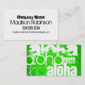 Carte De Visite Aloha ; Grandes vertes néon (Devant / Derrière)