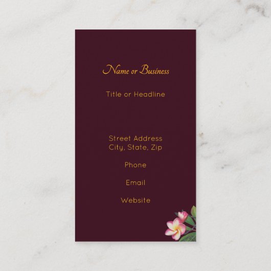 Carte De Visite Aloha Lei (Dos)