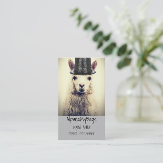 Carte De Visite Alpaca dans un Tophat (Debout devant)
