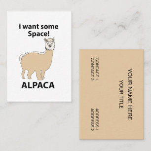 Carte De Visite Alpaca je veux un peu d'espace drôle Alpaca