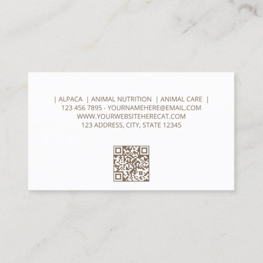 Carte De Visite Alpaca simple (Dos)