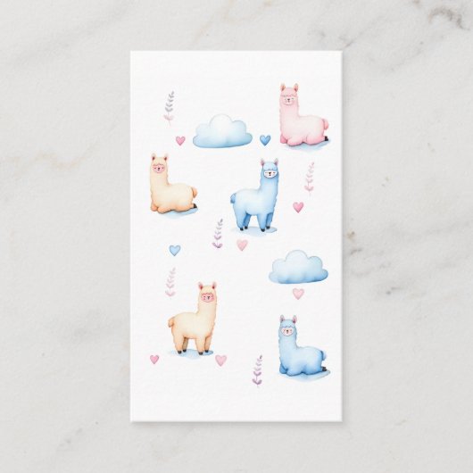 Carte De Visite Alpacas mignons et nuages (Devant)