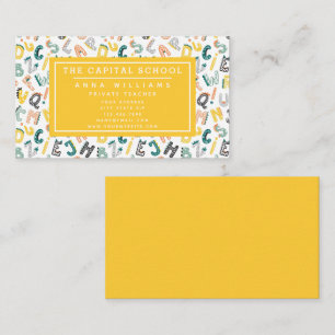 Carte De Visite Alphabet Dino Cute - Enseignant   Tuteur privé