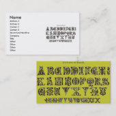 carte de visite alphabet du XIe siècle (Devant / Derrière)