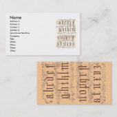 carte de visite alphabet du XVIe siècle (Devant / Derrière)