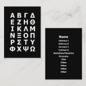 Carte De Visite Alphabet Grec (Devant / Derrière)