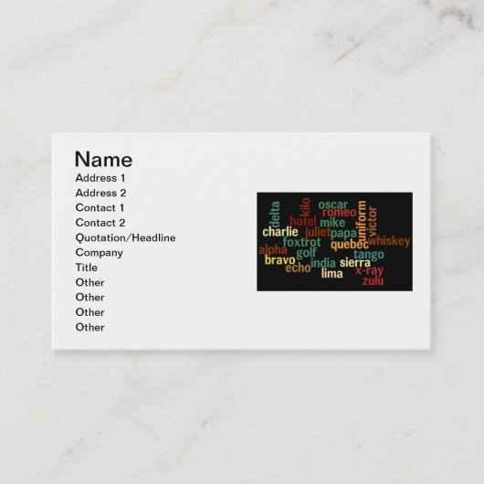 Carte De Visite Alphabet phonétique de l'OTAN (arrière - plan (Devant)