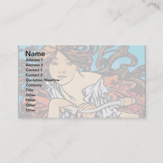 Carte De Visite Alphonse Mucha - Cycles Perfecta Retro Art Nouveau (Devant)